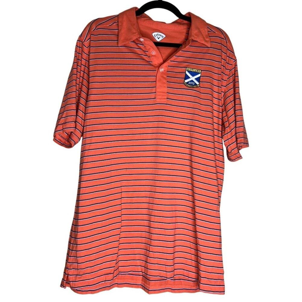 Callaway Scotland 2012 Challenge Cup Polo Shirt Men's Large Pink Striped Cotton